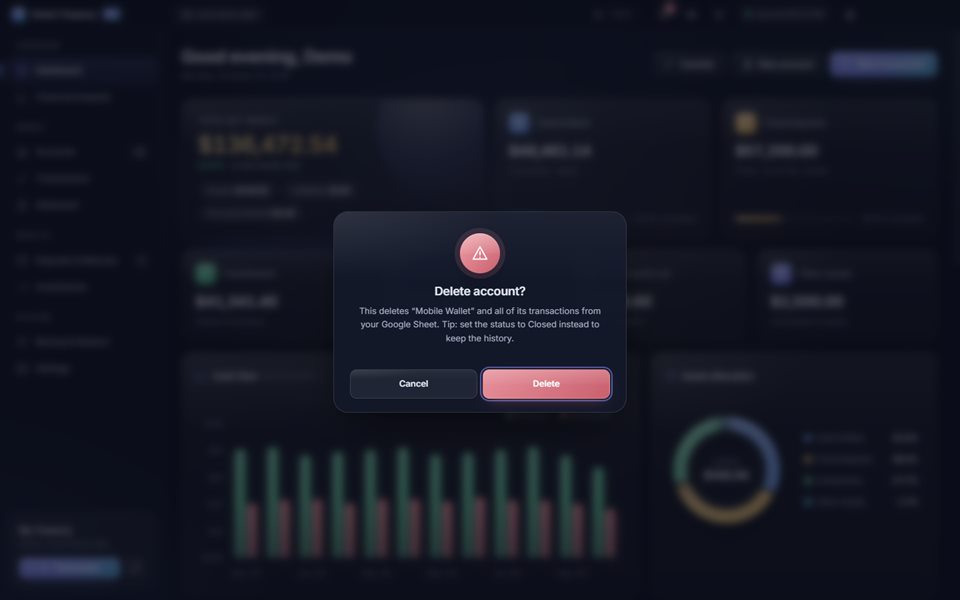 A confirmation dialog asking before an account is deleted